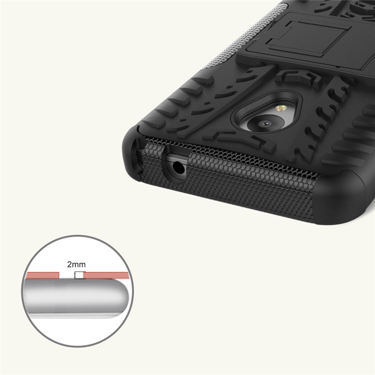 For Alcatel U5 (4G Version) 2-in-1 Tyre Pattern Kickstand PC + TPU Hybrid Phone Case - Black-10