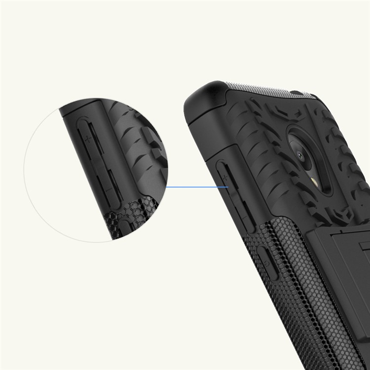 For Alcatel U5 (4G Version) 2-in-1 Tyre Pattern Kickstand PC + TPU Hybrid Phone Case - Black-11
