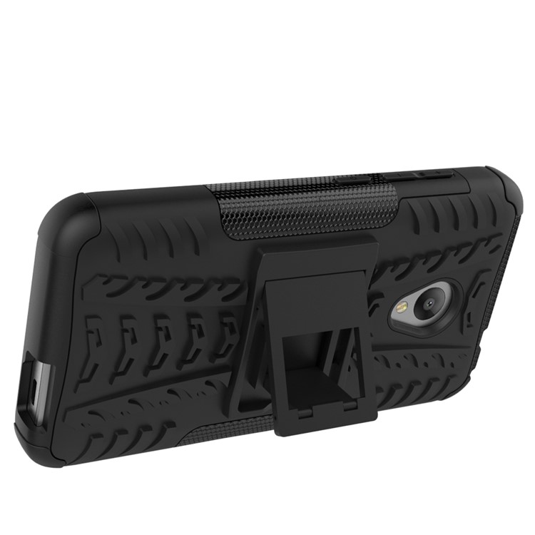 For Alcatel U5 (4G Version) 2-in-1 Tyre Pattern Kickstand PC + TPU Hybrid Phone Case - Black-2