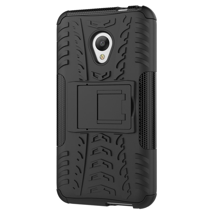 For Alcatel U5 (4G Version) 2-in-1 Tyre Pattern Kickstand PC + TPU Hybrid Phone Case - Black-3