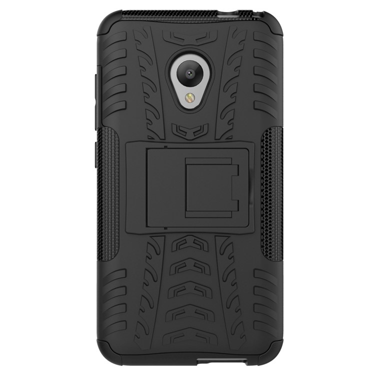 For Alcatel U5 (4G Version) 2-in-1 Tyre Pattern Kickstand PC + TPU Hybrid Phone Case - Black-4