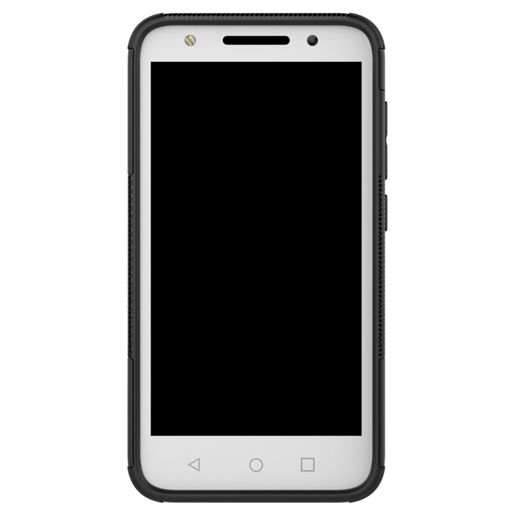 For Alcatel U5 (4G Version) 2-in-1 Tyre Pattern Kickstand PC + TPU Hybrid Phone Case - Black-5