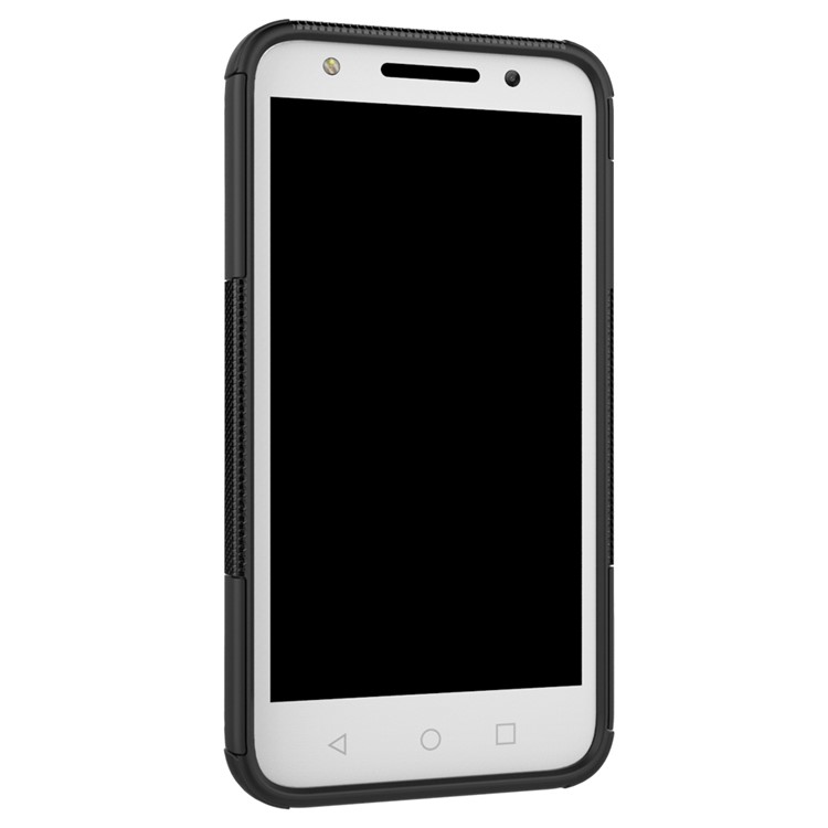 For Alcatel U5 (4G Version) 2-in-1 Tyre Pattern Kickstand PC + TPU Hybrid Phone Case - Black-6