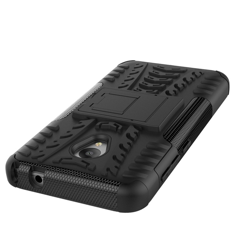 For Alcatel U5 (4G Version) 2-in-1 Tyre Pattern Kickstand PC + TPU Hybrid Phone Case - Black-7