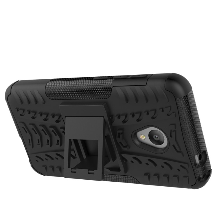 For Alcatel U5 (4G Version) 2-in-1 Tyre Pattern Kickstand PC + TPU Hybrid Phone Case - Black-8