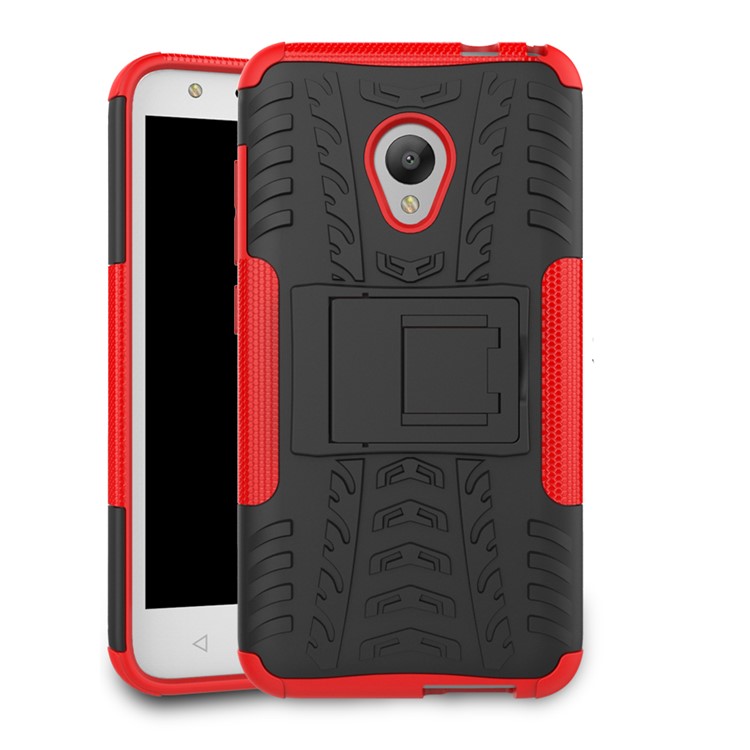 2-in-1 Tyre Pattern Kickstand PC + TPU Hybrid Phone Case for Alcatel U5 (4G Version) - Red-2