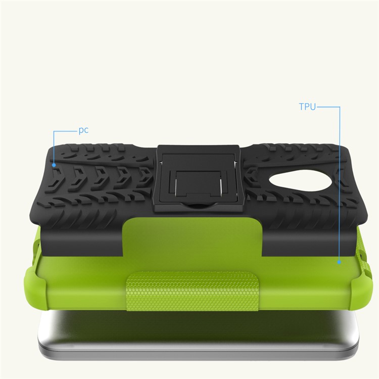 For Alcatel U5 (4G Version) 2-in-1 Tyre Pattern Kickstand PC + TPU Hybrid Phone Shell - Green-2