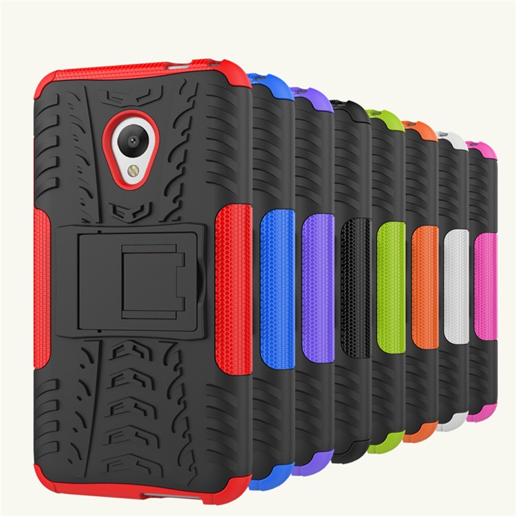 For Alcatel U5 (4G Version) 2-in-1 Tyre Pattern Kickstand PC + TPU Hybrid Phone Shell - Green-3