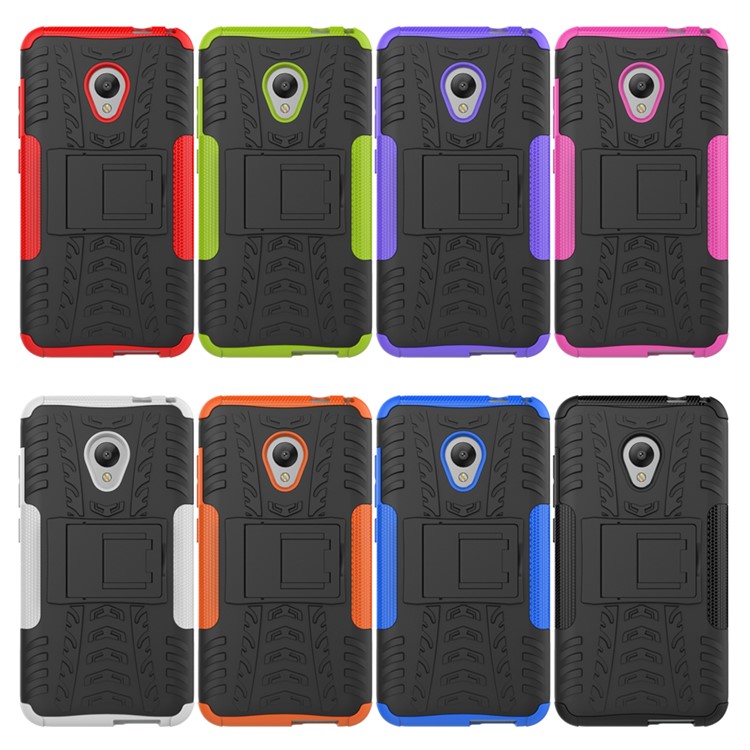 For Alcatel U5 (4G Version) 2-in-1 Tyre Pattern Kickstand PC + TPU Hybrid Phone Shell - Green-4