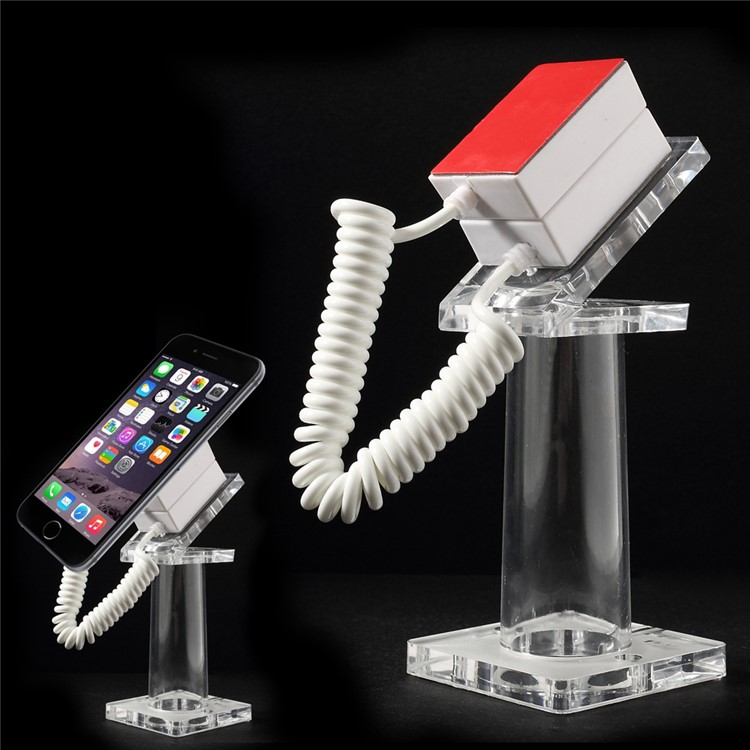 Anti-theft Security Mobile Phone Display Stand Holder with 70cm Spring Wire - Transparent-1