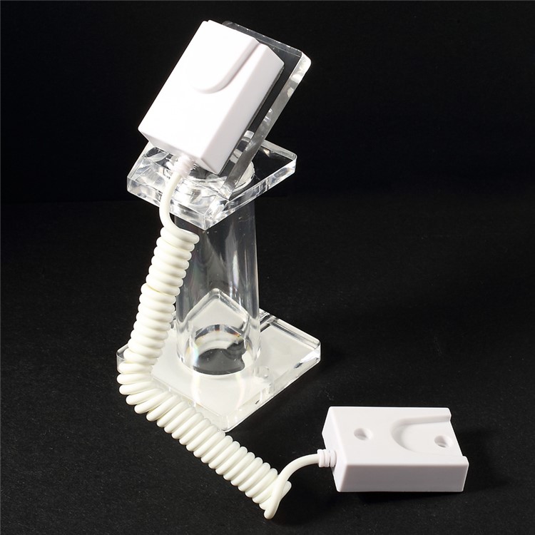 Anti-theft Security Mobile Phone Display Stand Holder with 70cm Spring Wire - Transparent-3