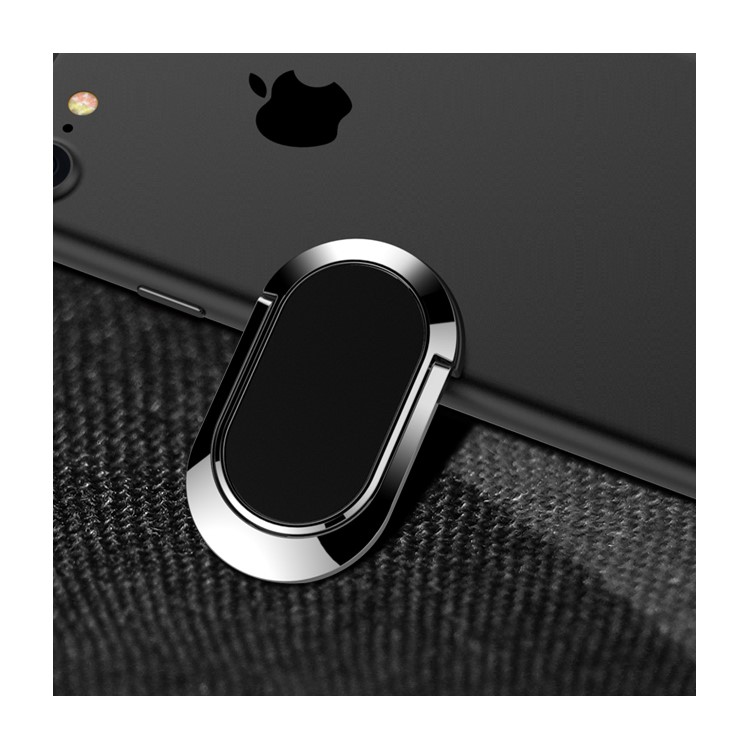 Magnetic Bracket Rotary Finger Grip Ring Desktop Stand for iPhone 7, Samsung Note 8 - Black-1