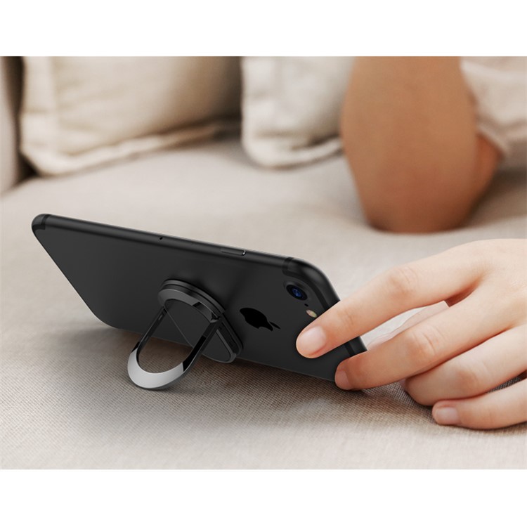Magnetic Bracket Rotary Finger Grip Ring Desktop Stand for iPhone 7, Samsung Note 8 - Black-12