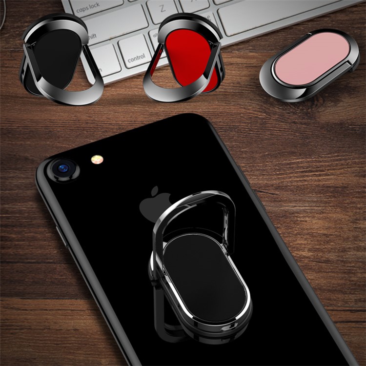 Magnetic Bracket Rotary Finger Grip Ring Desktop Stand for iPhone 7, Samsung Note 8 - Black-13