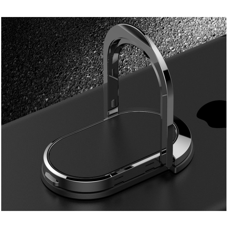 Magnetic Bracket Rotary Finger Grip Ring Desktop Stand for iPhone 7, Samsung Note 8 - Black-2