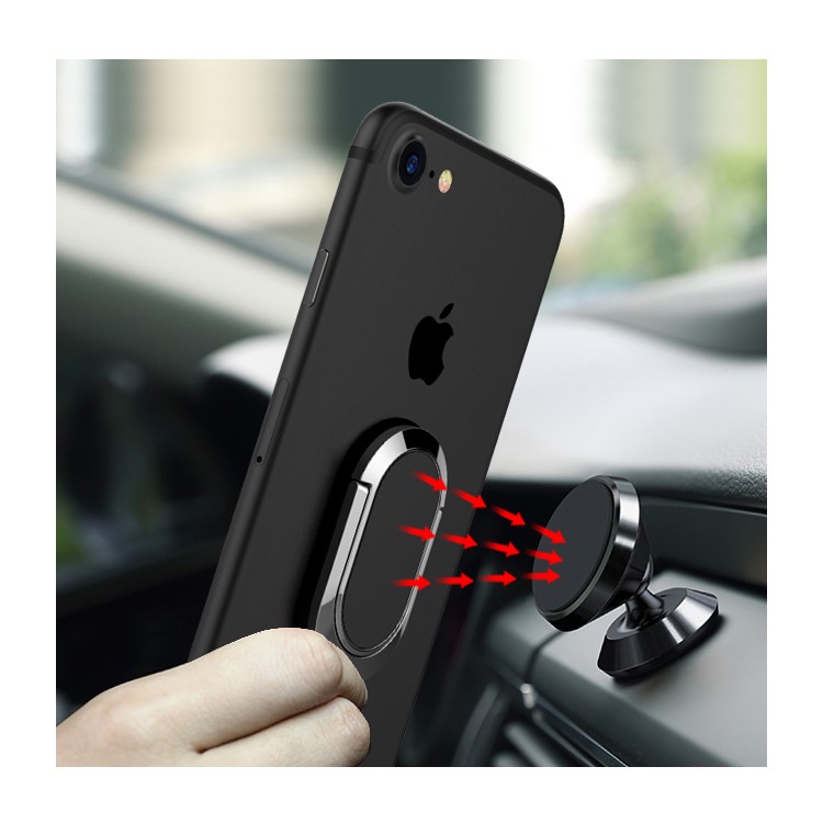 Magnetic Bracket Rotary Finger Grip Ring Desktop Stand for iPhone 7, Samsung Note 8 - Black-9