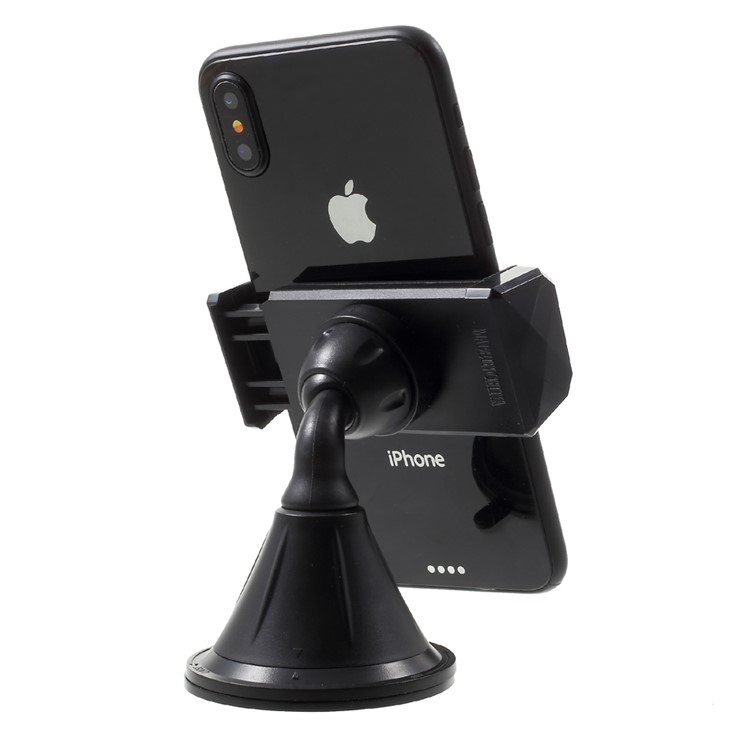 C18-A Suction Cup Car Dashboard Mount Rotating Phone Holder for iPhone Samsung - Black-3