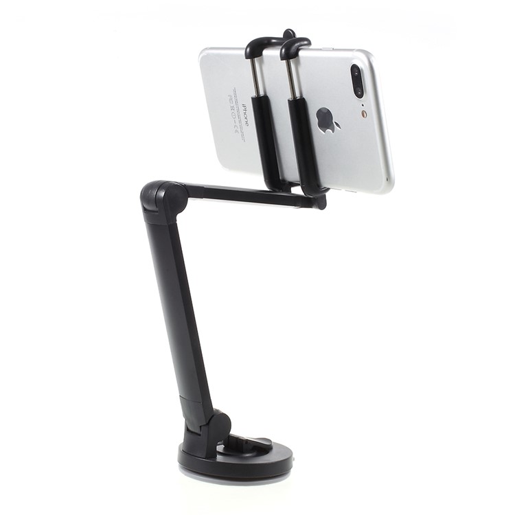 Suction Cup Folding Desktop Phone Holder Car Mount for iPhone 7, Clamp Width: 5.5-8.5cm - Black-2