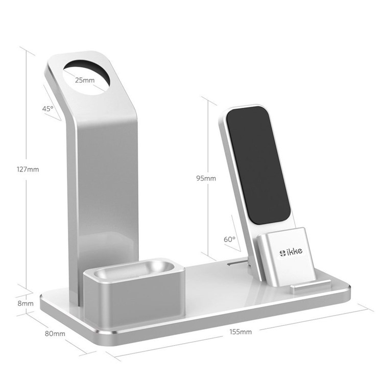 Aluminum 4 in 1 Apple Charging Stand for iPhone iPad iWatch AirPods - Silver-11