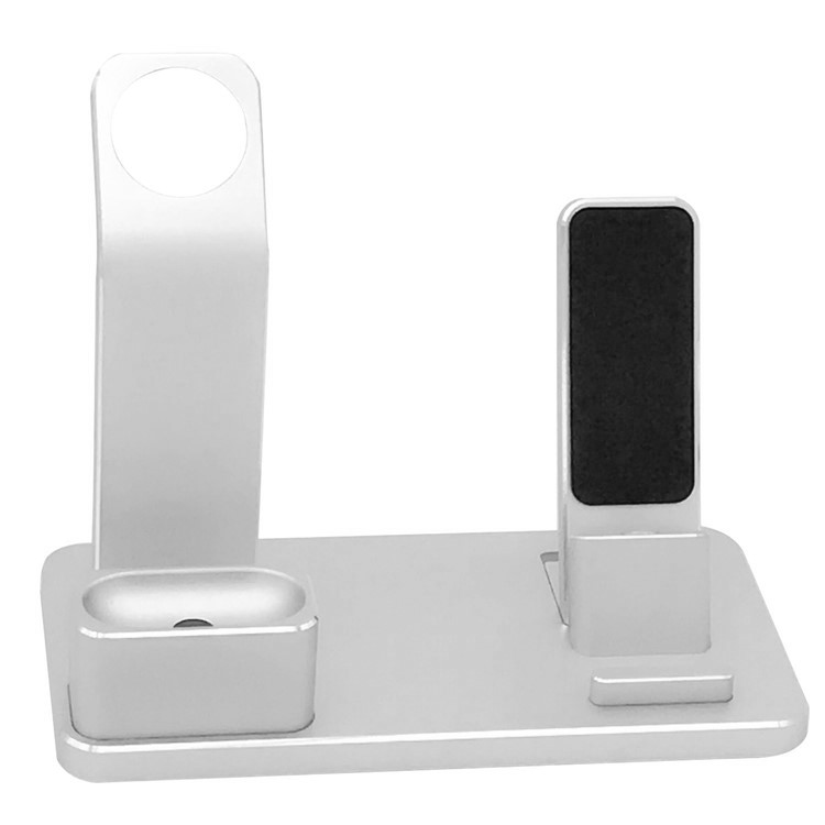 Aluminum 4 in 1 Apple Charging Stand for iPhone iPad iWatch AirPods - Silver-2