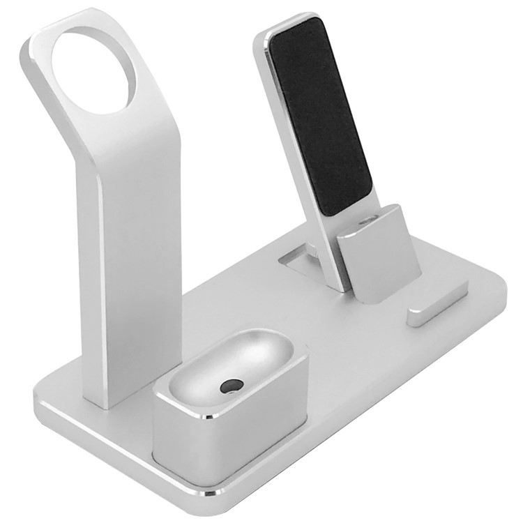 Aluminum 4 in 1 Apple Charging Stand for iPhone iPad iWatch AirPods - Silver-5