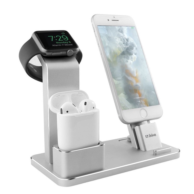 Aluminum 4 in 1 Apple Charging Stand for iPhone iPad iWatch AirPods - Silver-9