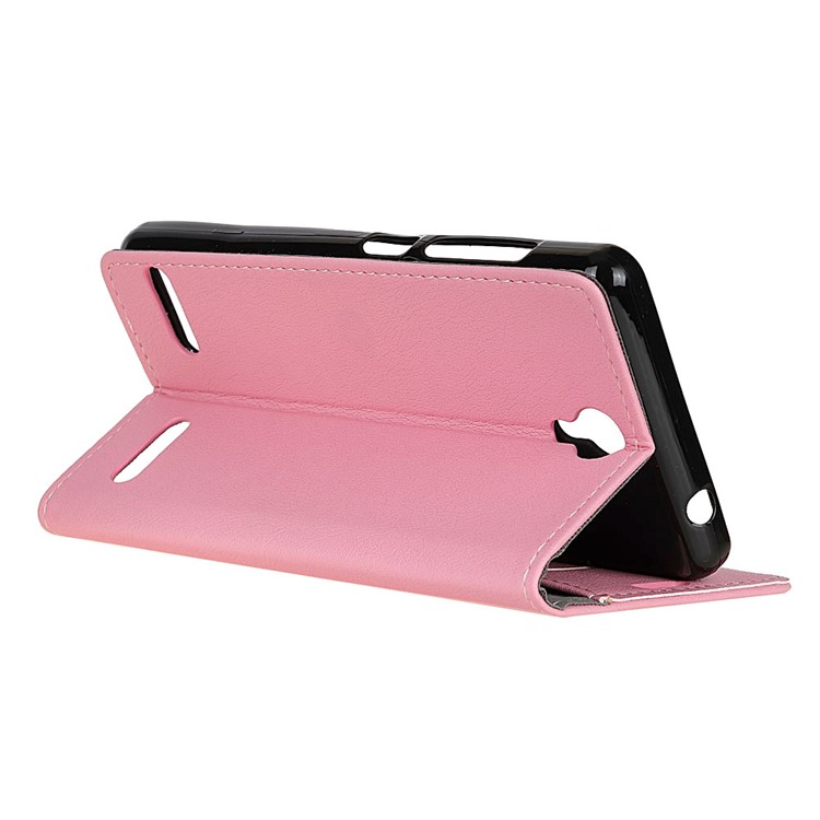 For ZTE Blade L7 Wallet Stand PU Leather Mobile Phone Cover - Pink-4