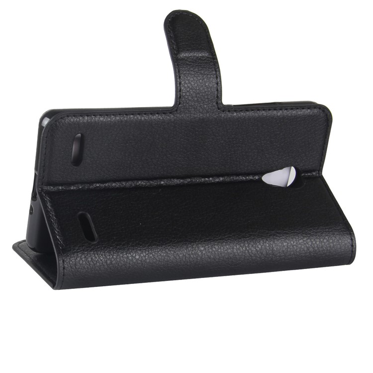 Litchi Texture PU Leather Wallet Stand Flip Case for ZTE Blade A521 - Black-5