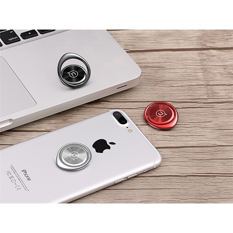USAMS US-ZJ024 Electroplating Magnetic Finger Grip Ring Bracket Smartphone Holder Stand - Red-2