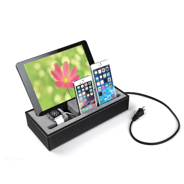4 In 1 Pu Leather Desktop Charging Station Stand Holder Organizer 4 In 1 Pu Leather Desktop Charging Station Stand Holder Organizer Box For Apple