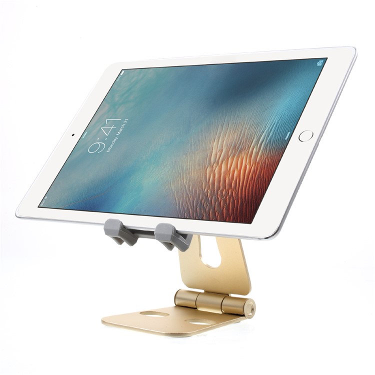 Foldable Desktop Tablet Stand Mobile Cell Phone Holder Cradle Mount - Gold Color-4