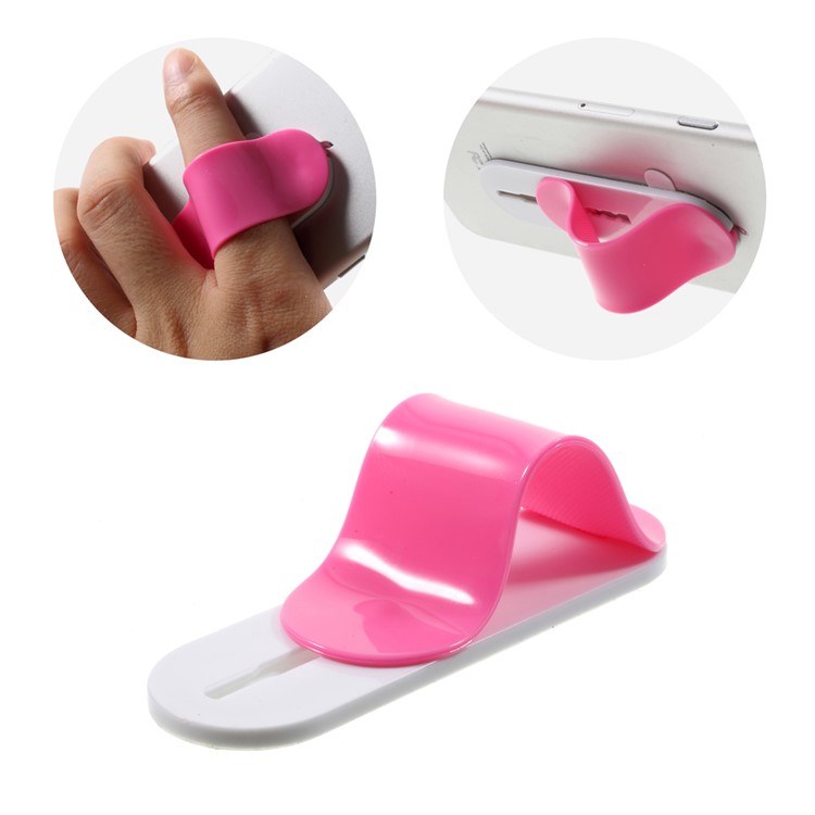 Adjustable Multi Band Phone Finger Grip Holder Kickstand for iPhone Samsung Sony Huawei Etc - Rose-1