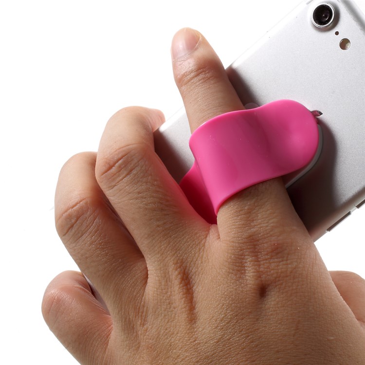 Adjustable Multi Band Phone Finger Grip Holder Kickstand for iPhone Samsung Sony Huawei Etc - Rose-5