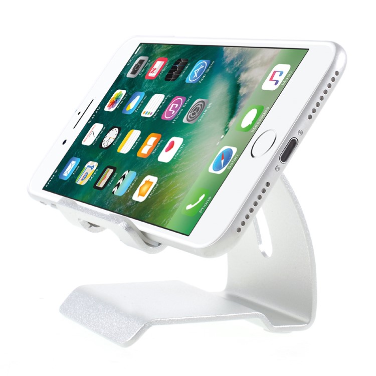 Universal Aluminum Alloy Mobile Phone Desktop Mount for iPhone Samsung Huawei - Silver Color-5