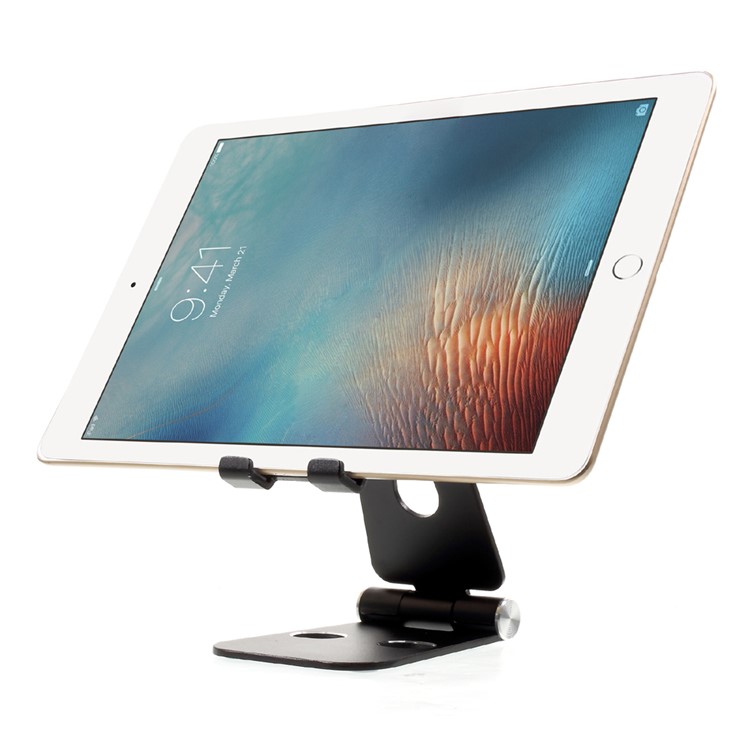 Foldable Aluminium Alloy Desktop Holder Stand for iPhone X, iPad 9.7 (2017) etc. - Black-2