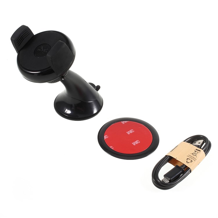 Qi Wireless Charger with Suction Cup Car Mount Holder for iPhone 8/Samsung Note 8 etc. - Black-8
