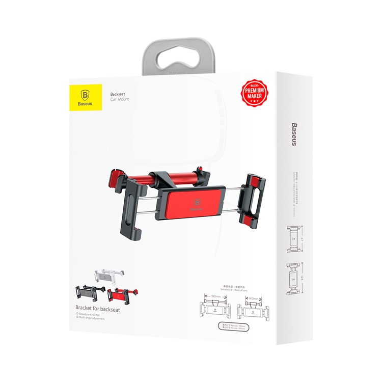 Support de repose-tête réglable BASEUS Support de siège arrière pour voiture pour tablette téléphonique de 4,7 à 12,9 pouces - rouge-8
