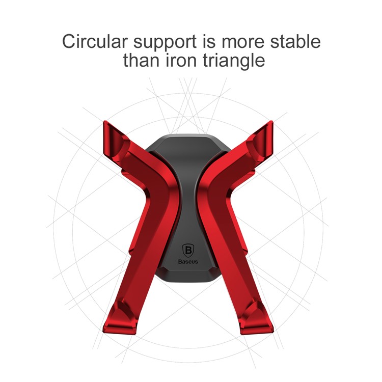 BASEUS X Shaped Rotary Car Air Vent Mount for iPhone Samsung Sony, Clamp Width: 60-86mm - Red-2