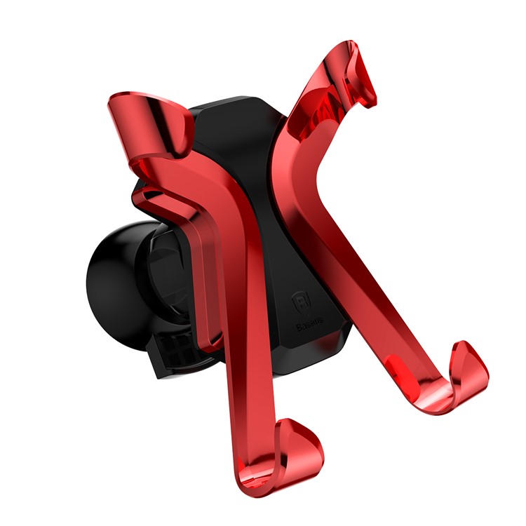 BASEUS X Shaped Rotary Car Air Vent Mount for iPhone Samsung Sony, Clamp Width: 60-86mm - Red-4