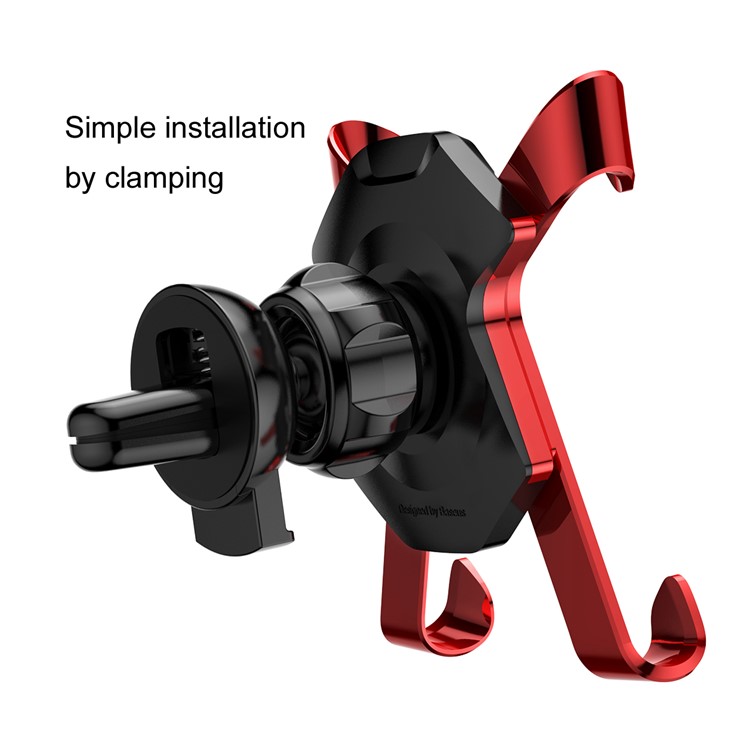 BASEUS X Shaped Rotary Car Air Vent Mount for iPhone Samsung Sony, Clamp Width: 60-86mm - Red-5