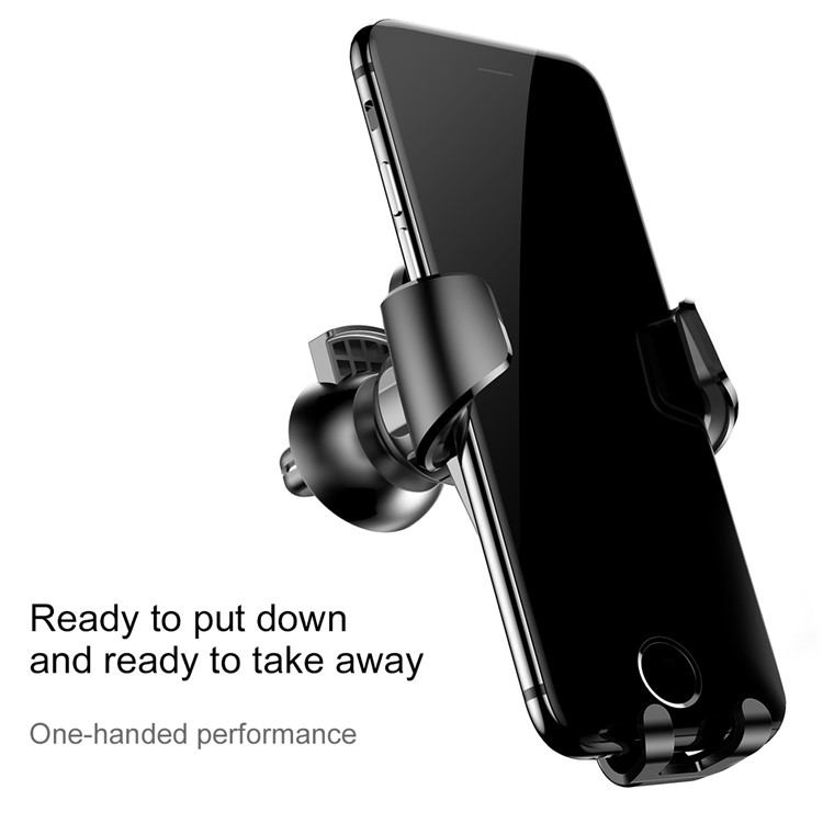 BASEUS Metal Gravity Car Air Vent Mount Holder for iPhone Samsung Huawei etc - Black-9
