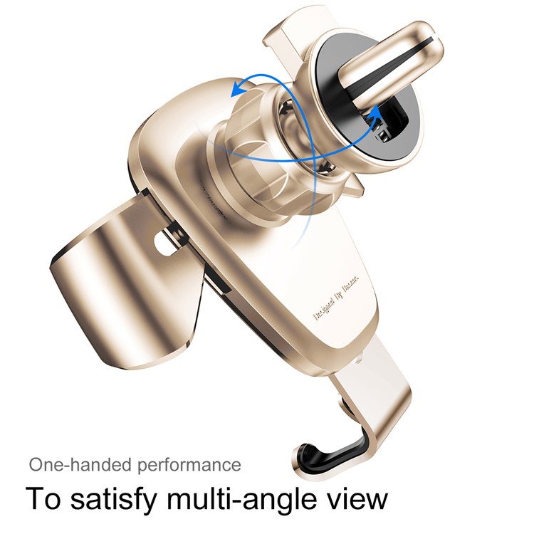 BASEUS Metal Gravity Car Air Vent Bracket Mount for iPhone Samsung Huawei etc - Champagne Gold Color-3