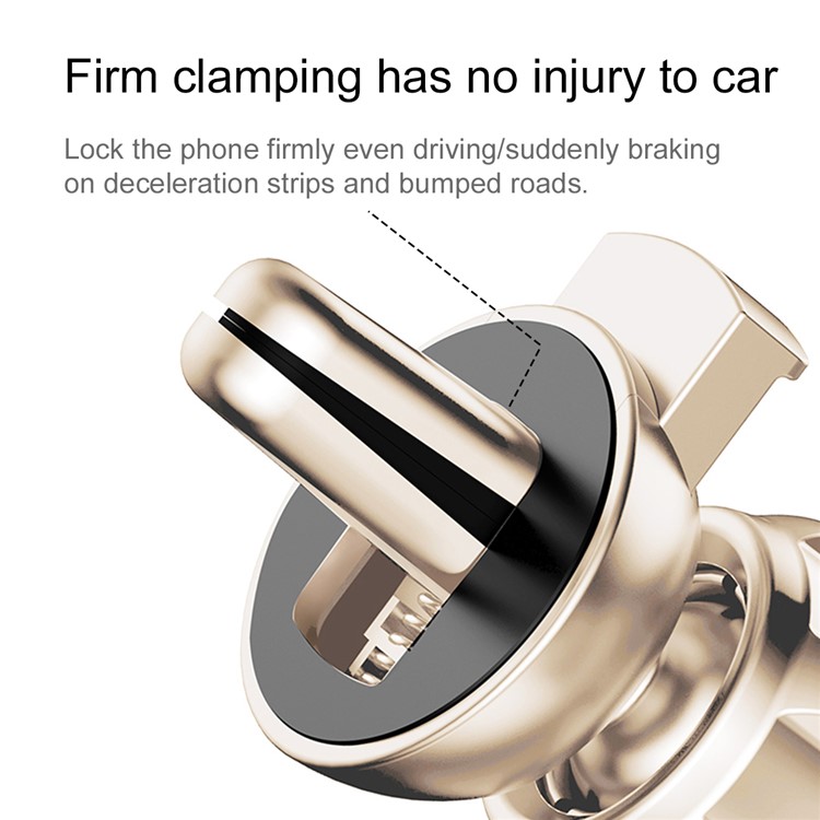 BASEUS Metal Gravity Car Air Vent Bracket Mount for iPhone Samsung Huawei etc - Champagne Gold Color-5