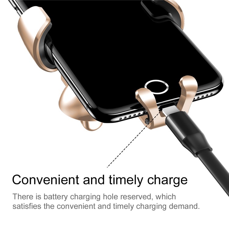 BASEUS Metal Gravity Car Air Vent Bracket Mount for iPhone Samsung Huawei etc - Champagne Gold Color-6