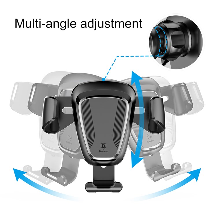 BASEUS Metal Gravity Car Air Vent Bracket Mount for iPhone Samsung Huawei etc - Champagne Gold Color-7