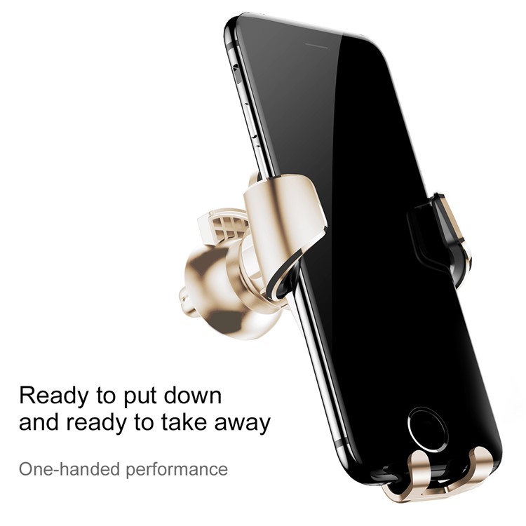 BASEUS Metal Gravity Car Air Vent Bracket Mount for iPhone Samsung Huawei etc - Champagne Gold Color-8