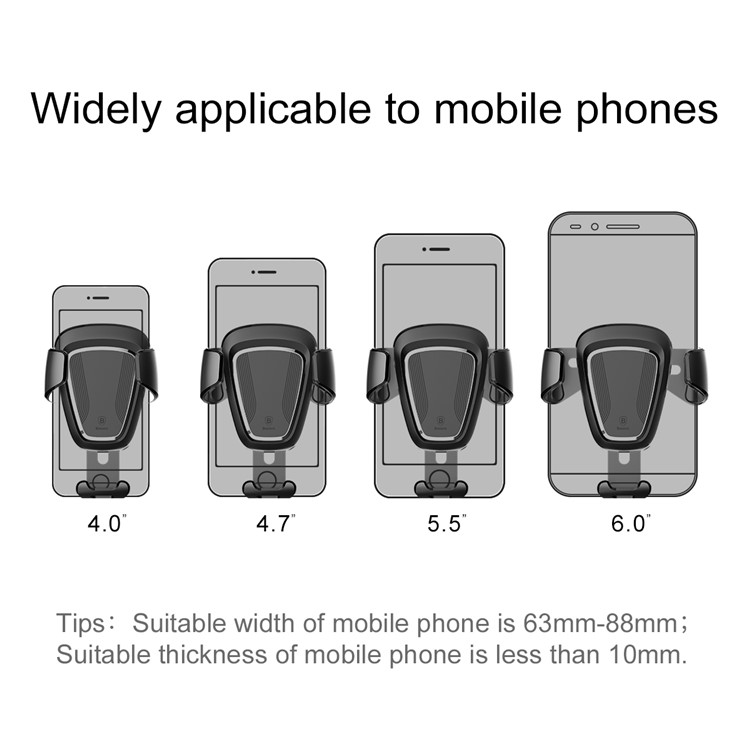 BASEUS Metal Gravity Car Air Vent Bracket Mount for iPhone Samsung Huawei etc - Champagne Gold Color-9