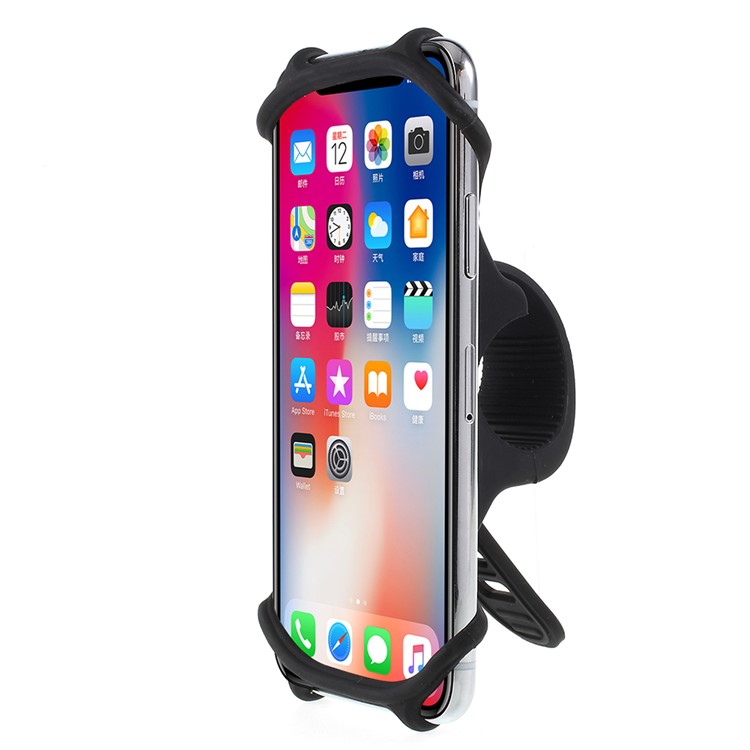 Suporte Flexível Para Telefone Com Guiador De Pára-quedas De Moto De Bicicleta De Silicone Para Telefones De 4-6 Polegadas - Preto-3