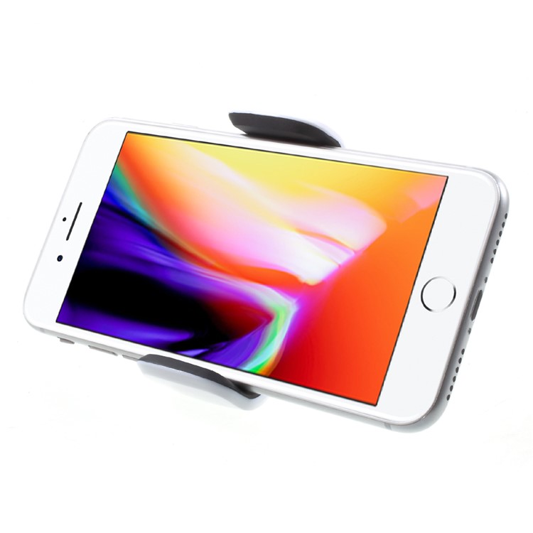 Mini Car Air Vent Mount Mobile Phone Bracket for iPhone Samsung LG etc, Width: 5.5-10cm - White + Black-3