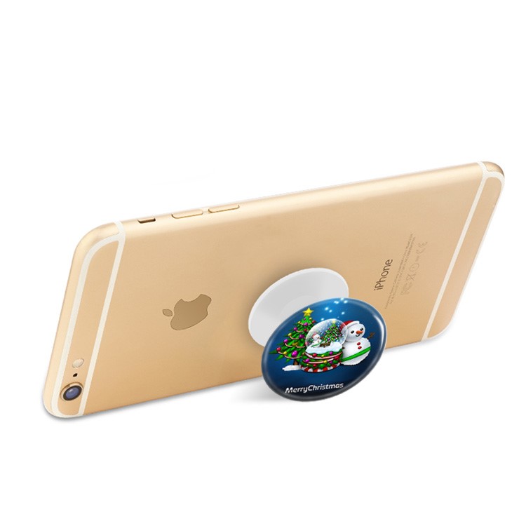 Epoxy Pattern Car Desktop Mount Bracket for iPad iPhone Samsung - Christmas Crystal Ball, Tree and Snowman-1